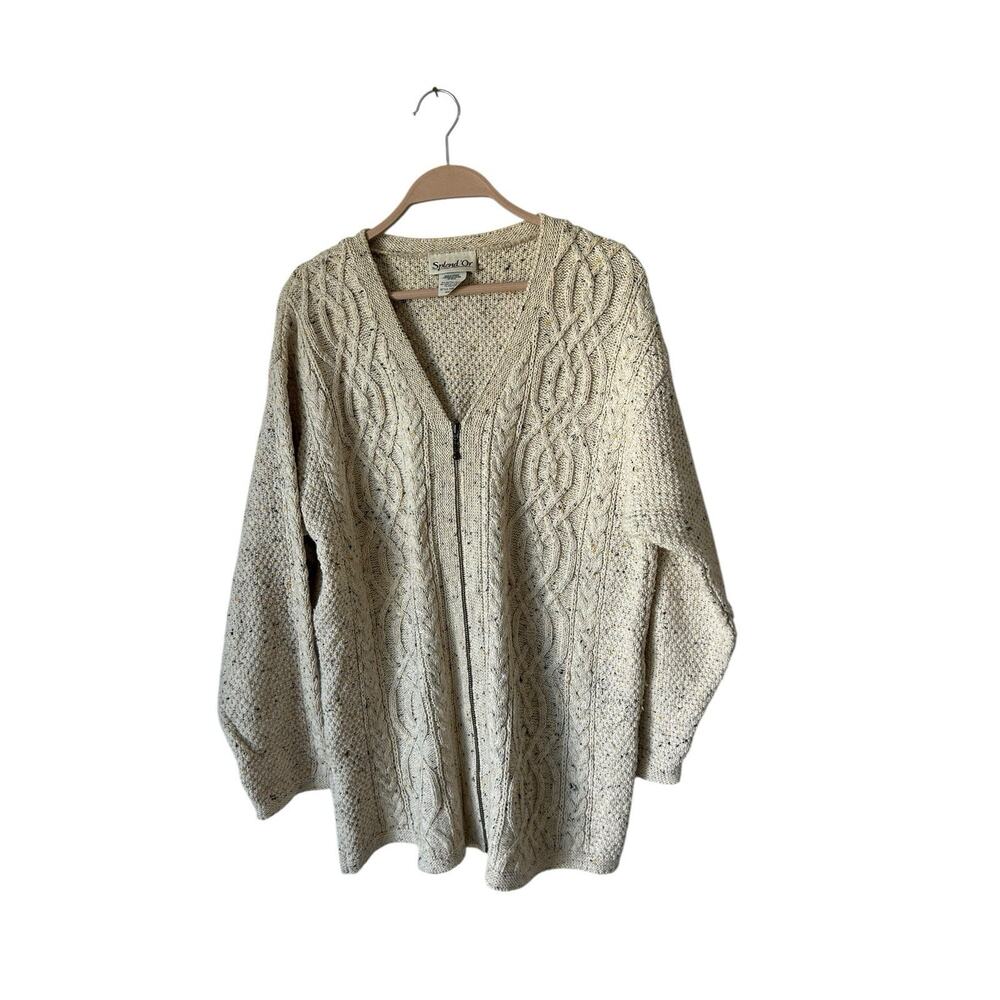 Splendor Women’s Cable Knit‎ Cardigan Sweater Size M full zip Canada
